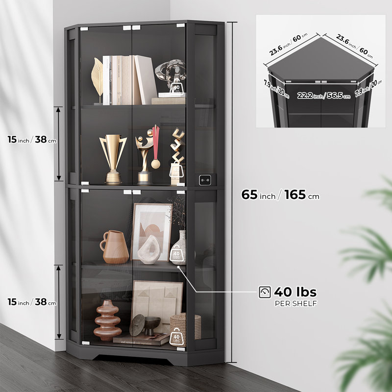 Corner Display Cabinet With Glass Doors